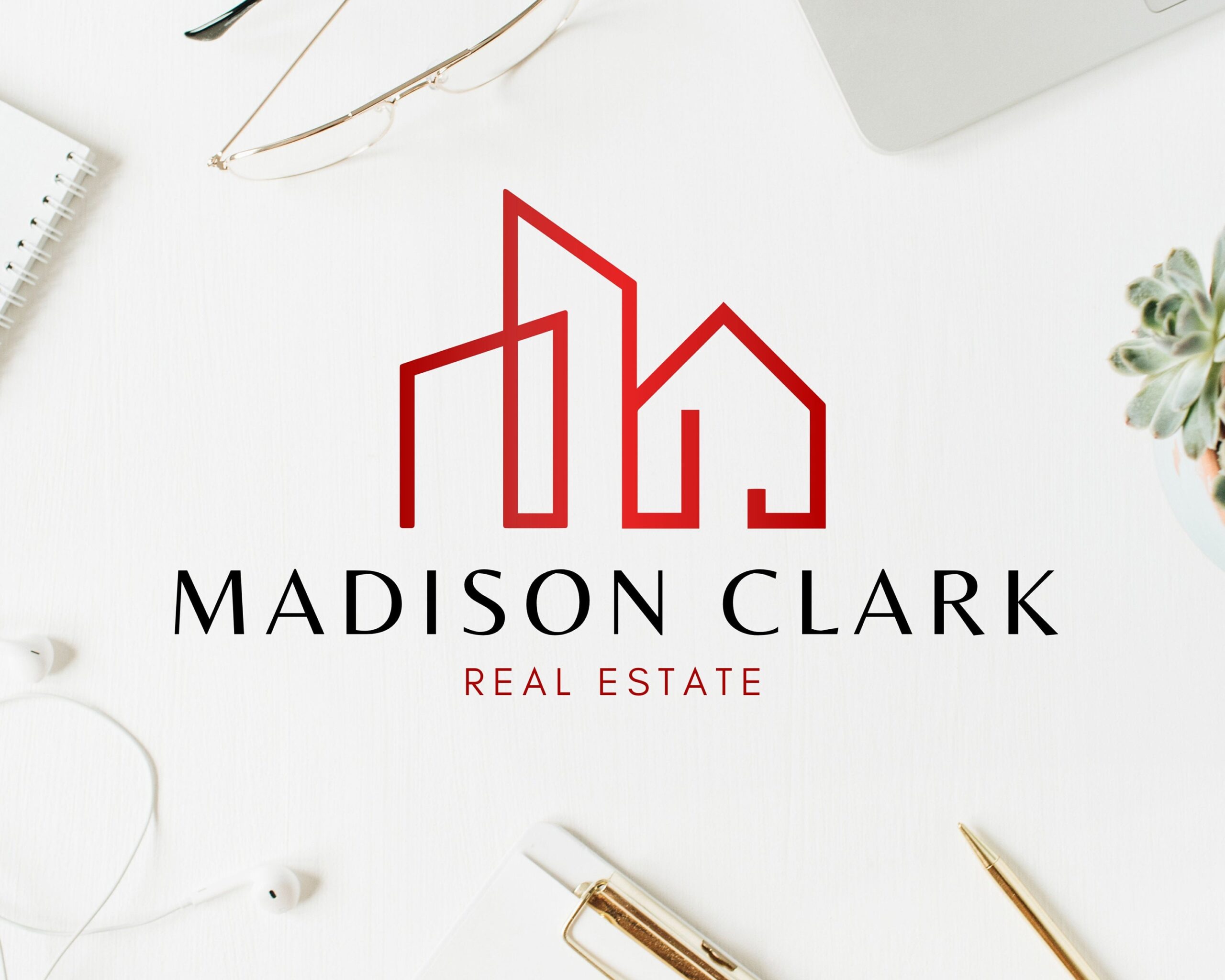 Premade Logo Design for REAL ESTATE agents, Red and Black Modern Logo, Building Logo, Signature Logo, Personalized Branding for Agents