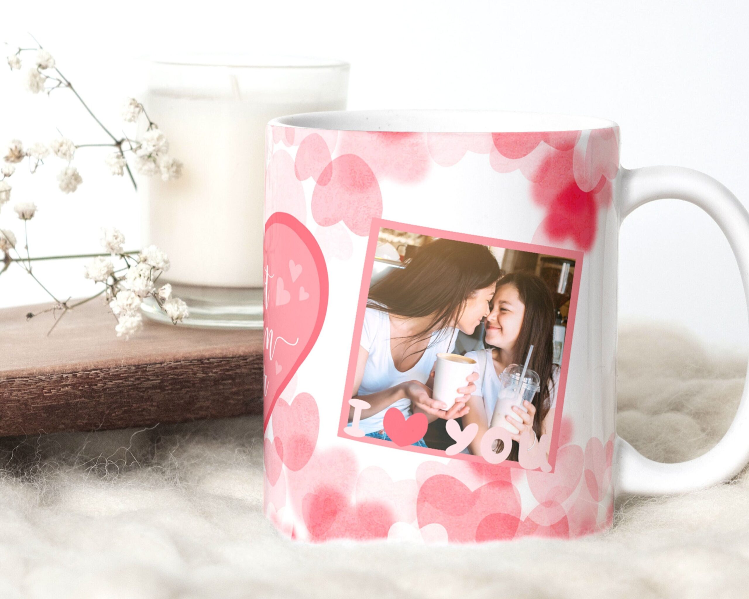 Best Mom Ever Heart Pattern - Photo Mug Sublimation PNG Photo Template,. I Love You MOM Mug PNG. Mother's day custom gift Wrap Transfers png