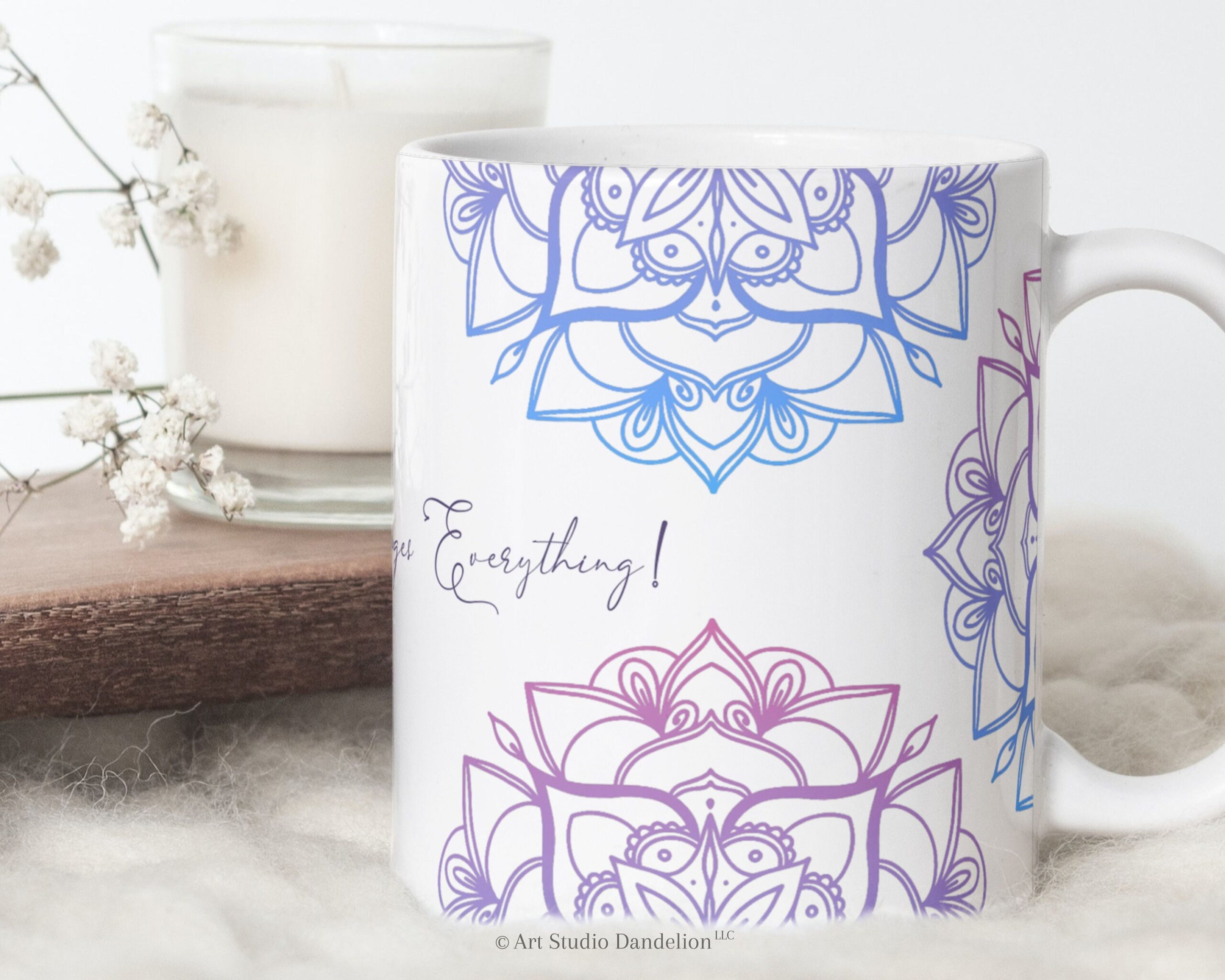 Sublimation Mug Design PNG template - Mandala Gratitude Changes Everything. This is a digital paper for Sublimation, Wrap Transfer png/pdf