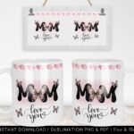 Floral Butterfly Mug Design. Transparent Png file for sublimation.