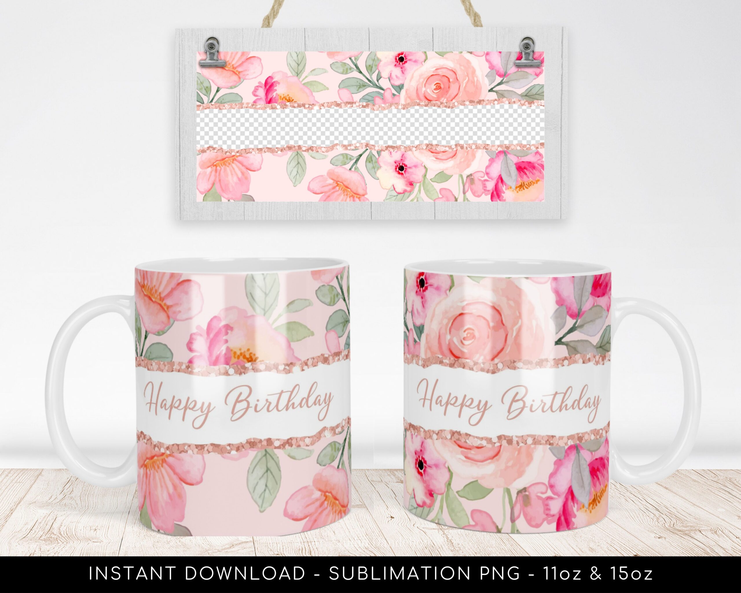 Floral Custom Text Photo Mug