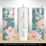 Floral Pink Turquoise Tumbler Design