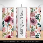 Tumbler Floral Rose Gold Pattern