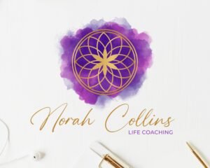 Sacred Geometry Watercolor Purple Gold Logo Design