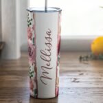 Tumbler Floral Rose Gold Pattern