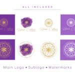 Sacred Geometry Watercolor Purple Gold Logo Design