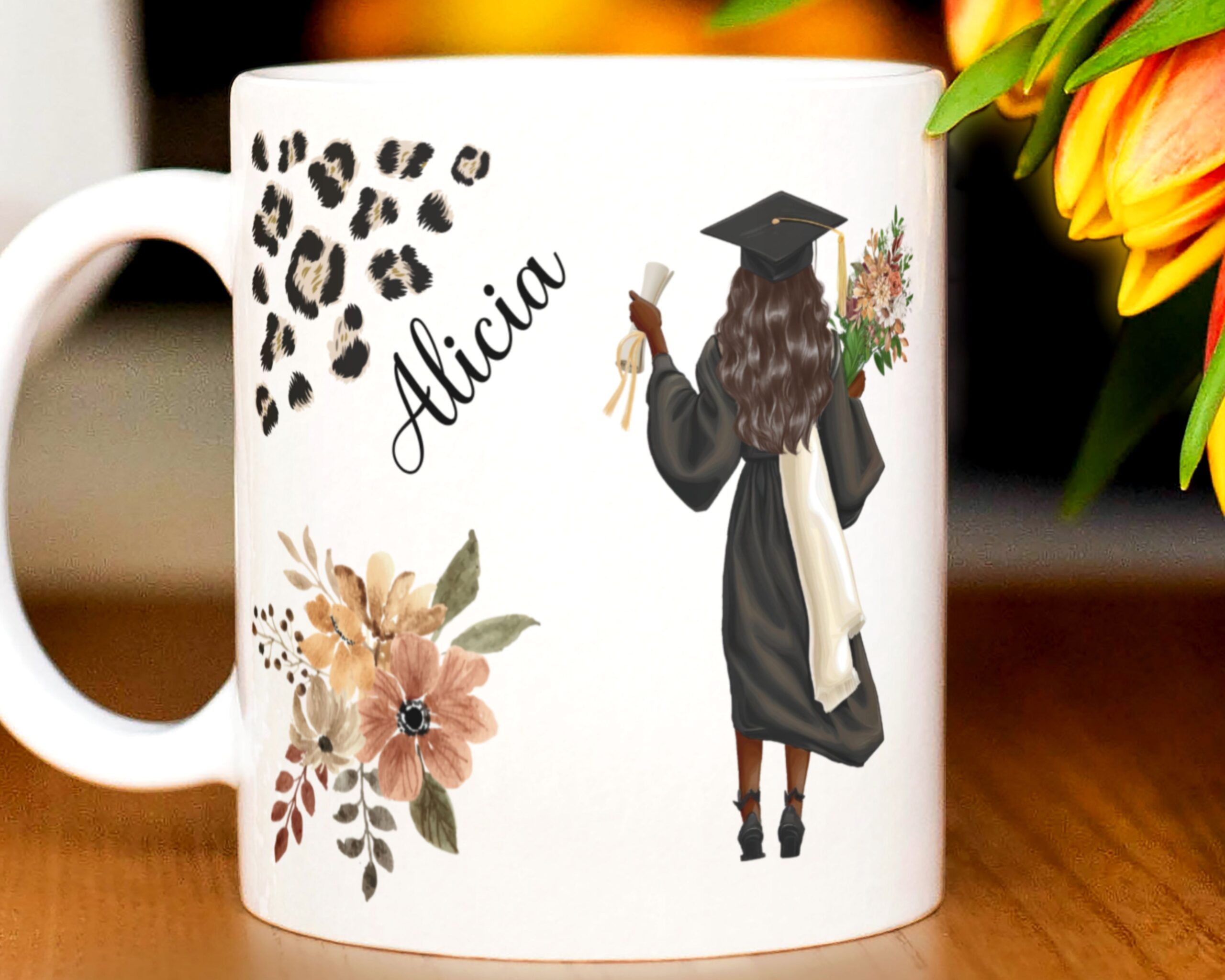 Black Girl Graduation Mug Design PNG Template