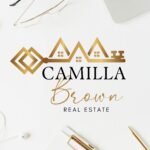 Real Estate Golden Logo Design Rooftop Key Logo