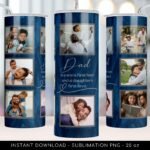 Blue Photo Grid Dad Tumbler Wrap