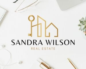 Real Estate Logo Design - Modern Buildings Logo, House Logo, Key Logo, Gold Design: Submark and Watermarks Included. Real Estate Agent Logos