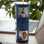 Blue Photo Grid Dad Tumbler Wrap