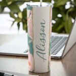 Floral Pink Turquoise Tumbler Design